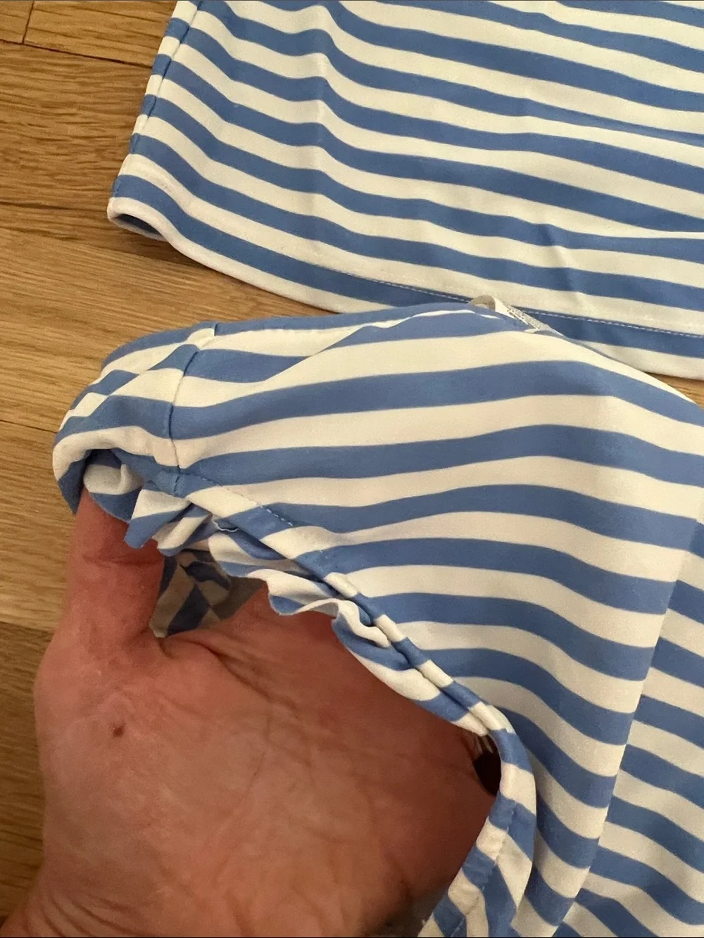 Ralph Lauren Blue & White Striped Long-Sleeve Baby Rashguard Set - Size: 18M